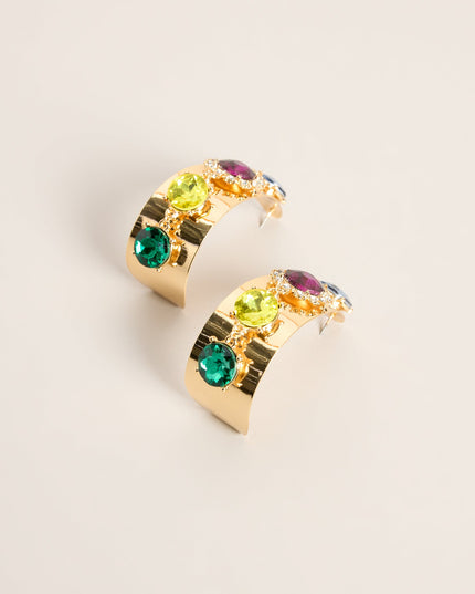 Gem Rush Statement Stone Half Hoop Earrings