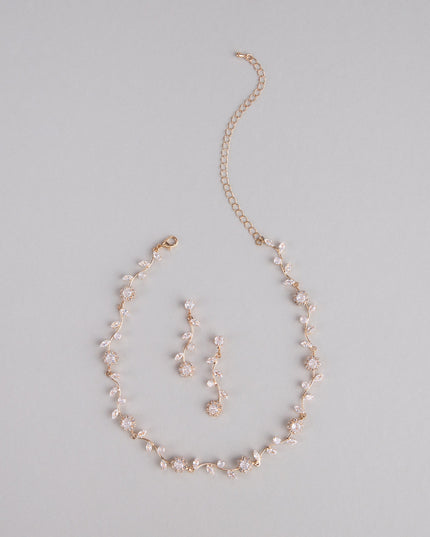 Floral Beauty Necklace And Earrings Set
