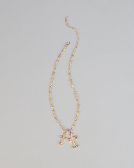 Layered Faith Double Cross Necklace