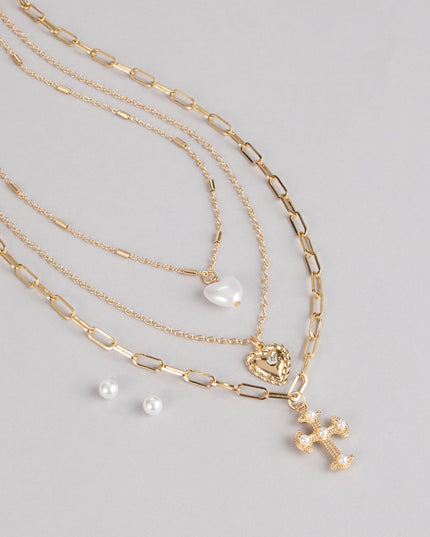 Heart And Charm Layered Necklace Set