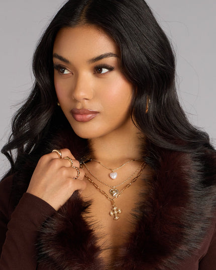Heart And Charm Layered Necklace Set