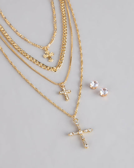 Stacked Shine Necklace And Earrings Set