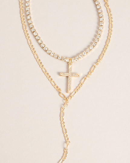 Icon Glow Cross Layered Necklace