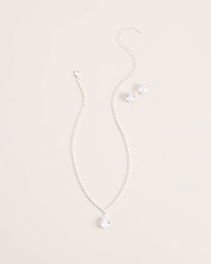 Teardrop Shine Necklace And Earrings Set