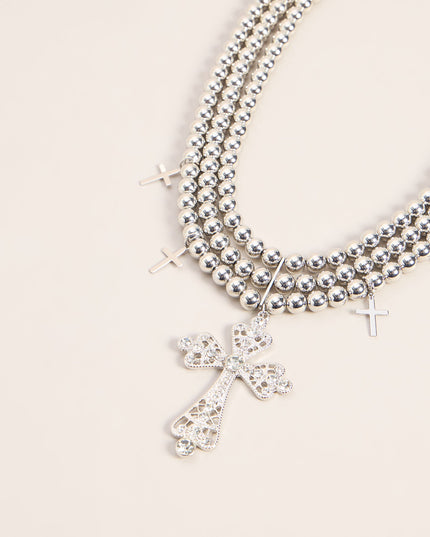 Sacred Shine Cross Beaded Necklace