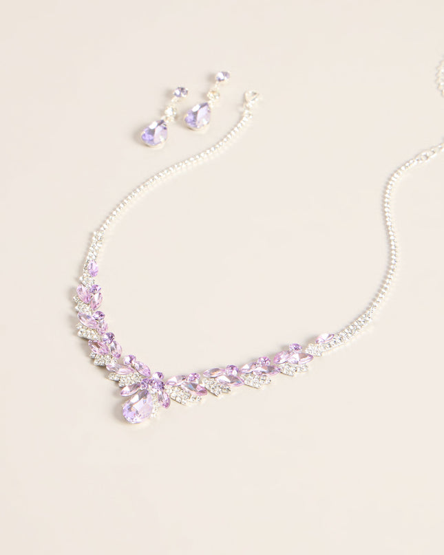 Pretty In Detail Rhinestone Necklace & Earring Set