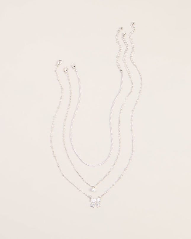 Bow On Cue Layered Charm Necklace