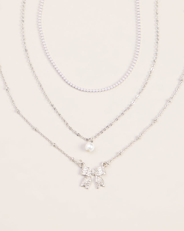 Bow On Cue Layered Charm Necklace