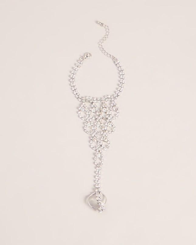 Draped In Shine Rhinestone Hand Chain