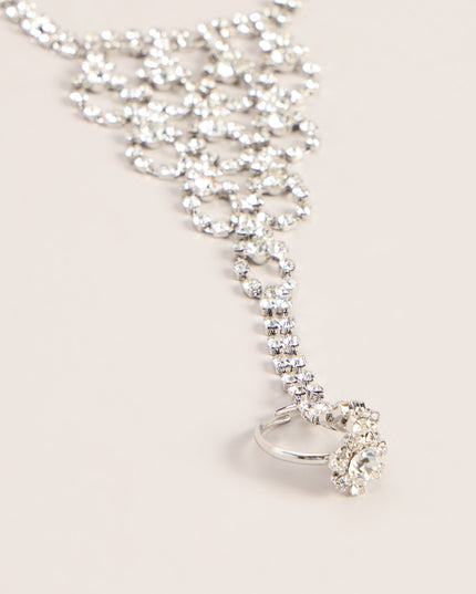 Draped In Shine Rhinestone Hand Chain