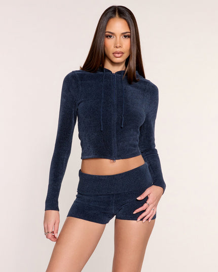 Cozy Up Chenille Knit Zip-Front Hoodie