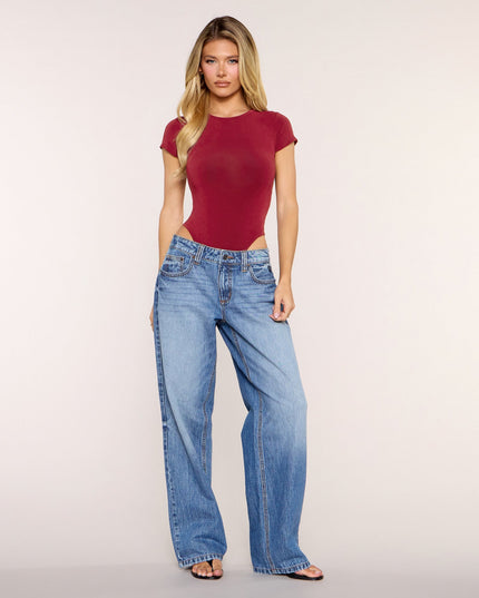 Casual Styling Short Sleeve Crew Neck Bodysuit