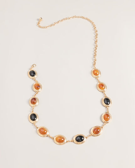Gem Route Oval Stone Chain Belt