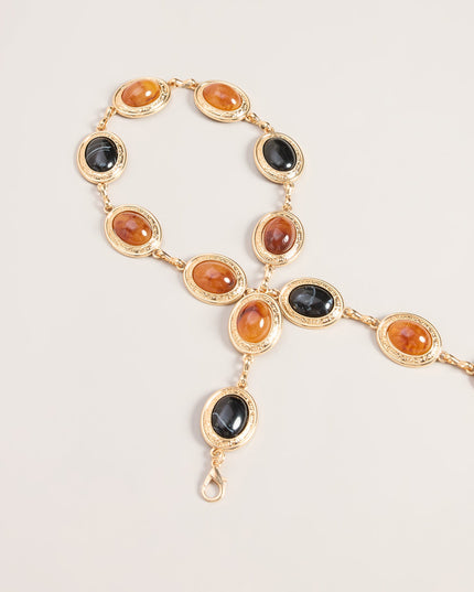 Gem Route Oval Stone Chain Belt