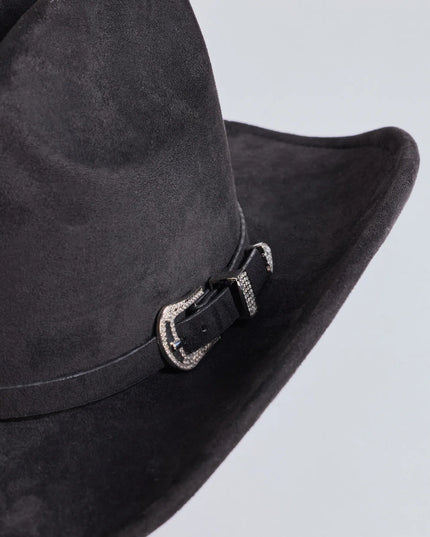 Glam Western Vibe Rhinestone Buckle Strap Cowboy Hat
