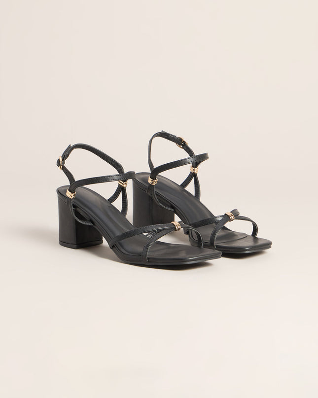 Serving Edge Faux Leather Strappy Block Heels