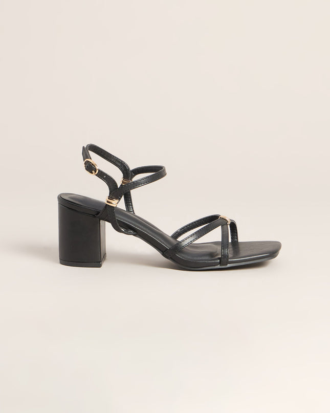 Serving Edge Faux Leather Strappy Block Heels