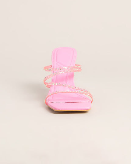 All Eyes Strappy Rhinestone Mules