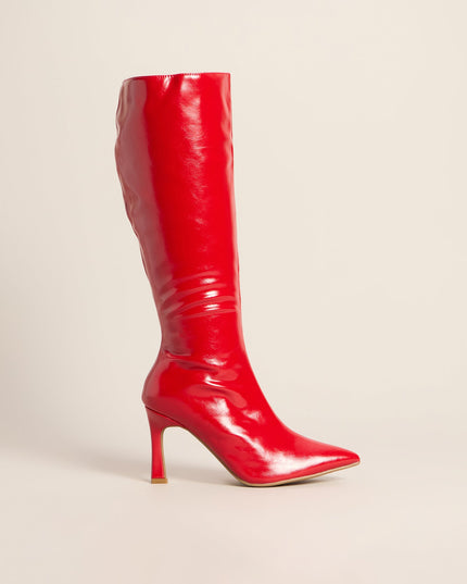 Glossed Up Patent Knee High Stiletto Boots