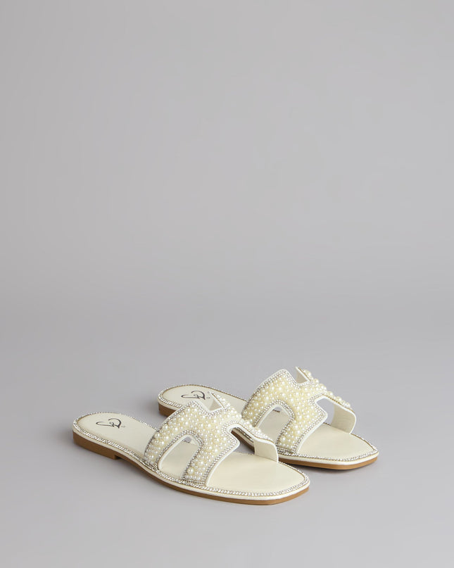 I Do Glam Faux Pearl Rhinestone Sandals