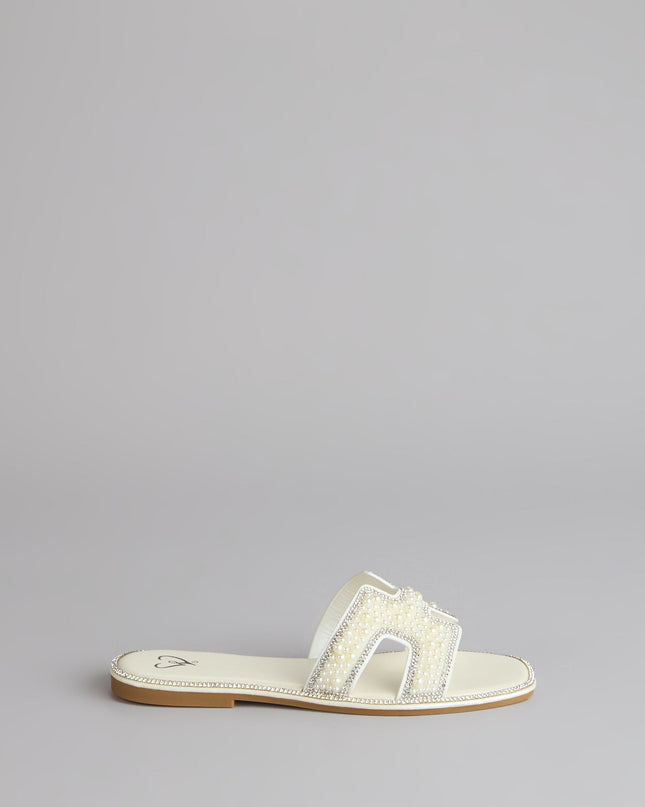 I Do Glam Faux Pearl Rhinestone Sandals