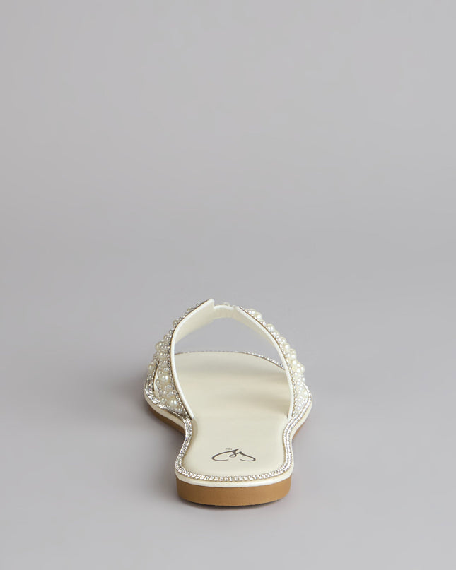 I Do Glam Faux Pearl Rhinestone Sandals