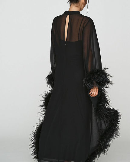 Hutch Feathered Women's Satin Kaftan Maxi Dress