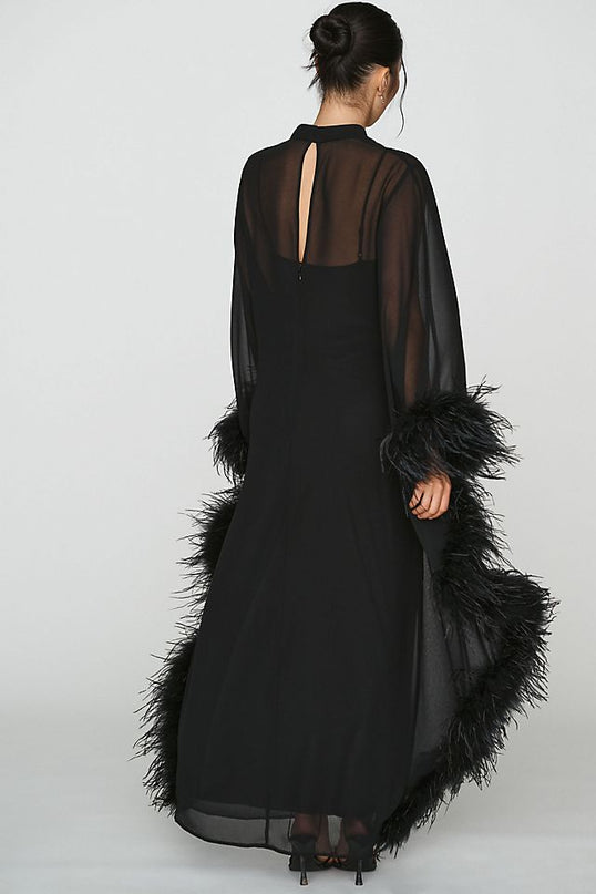 Hutch Feathered Women's Satin Kaftan Maxi Dress