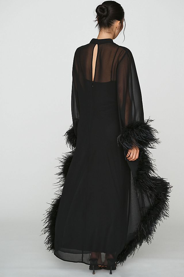 Hutch Feathered Women's Satin Kaftan Maxi Dress