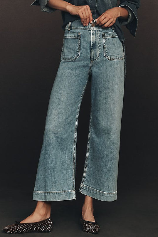 Maeve Colette Women's High-Rise Wide-Leg Cropped Jeans