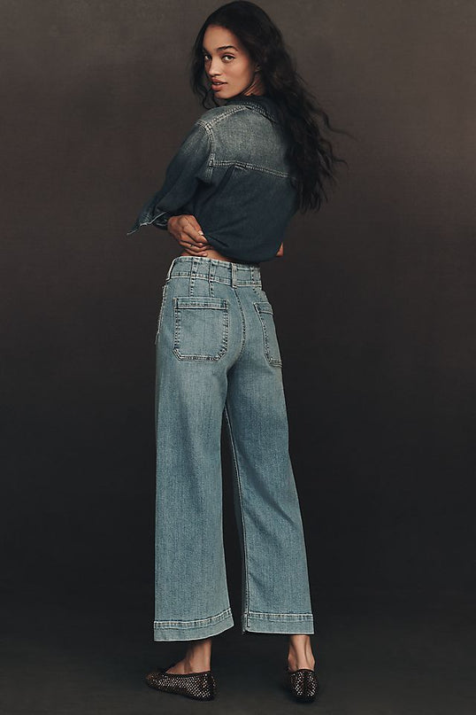 Maeve Colette Women's High-Rise Wide-Leg Cropped Jeans