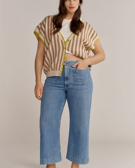 Maeve Colette Women's High-Rise Wide-Leg Cropped Jeans