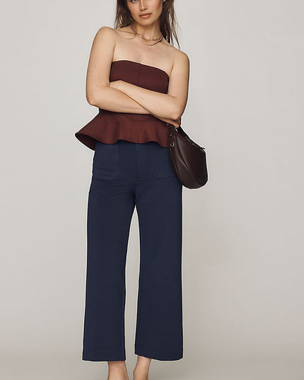 Maeve Colette Women's Knit High-Rise Wide-Leg Cropped Pants