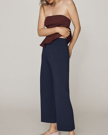 Maeve Colette Women's Knit High-Rise Wide-Leg Cropped Pants