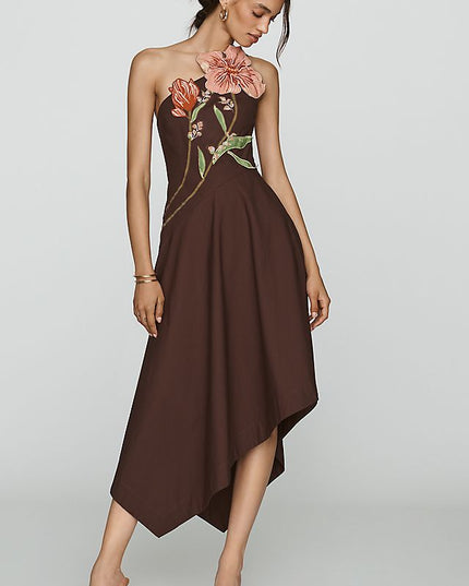 Yukiko Noritake Women's Asymmetric Floral Midi Dress