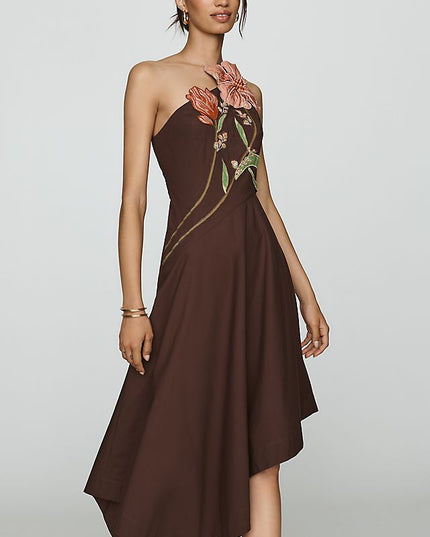Yukiko Noritake Women's Asymmetric Floral Midi Dress