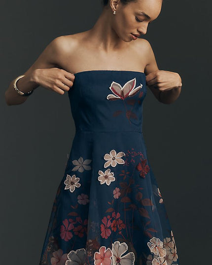 Maeve Women's Strapless Floral Chiffon Midi Dress