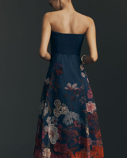 Maeve Women's Strapless Floral Chiffon Midi Dress