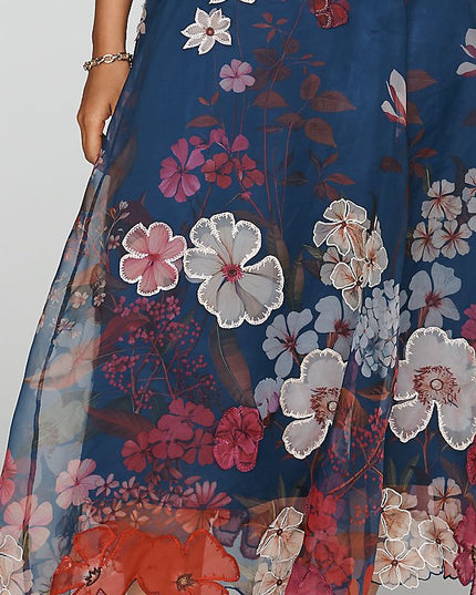 Maeve Women's Strapless Floral Chiffon Midi Dress