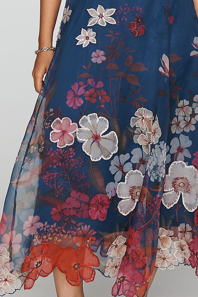 Maeve Women's Strapless Floral Chiffon Midi Dress