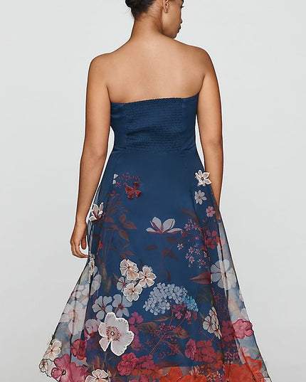 Maeve Women's Strapless Floral Chiffon Midi Dress