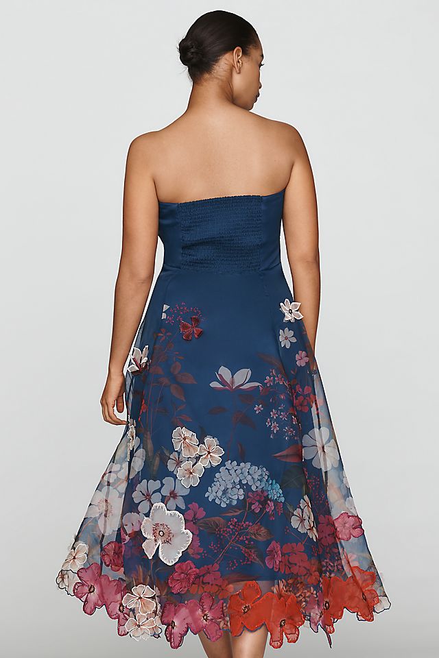 Maeve Women's Strapless Floral Chiffon Midi Dress