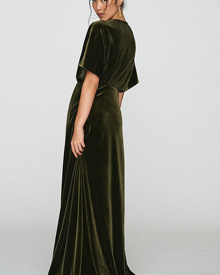 BHLDN Amelia Women's Deep-V Stretch Velvet Maxi Dress