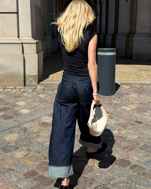 fp2-color:091|Pilcro Kayden Women's High-Rise Carpenter Barrel Jeans — Dark Denim — 1