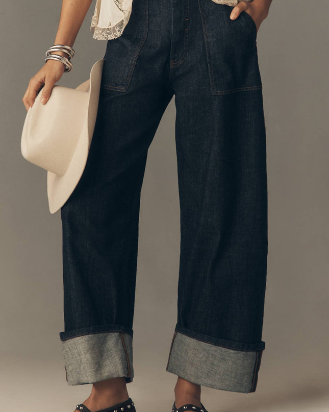 fp2-color:091|Pilcro Kayden Women's High-Rise Carpenter Barrel Jeans — Dark Denim — 5