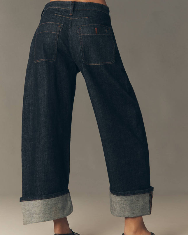 fp2-color:091|Pilcro Kayden Women's High-Rise Carpenter Barrel Jeans — Dark Denim — 6