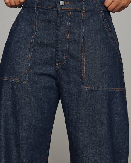 fp2-color:091|Pilcro Kayden Women's High-Rise Carpenter Barrel Jeans — Dark Denim — 10