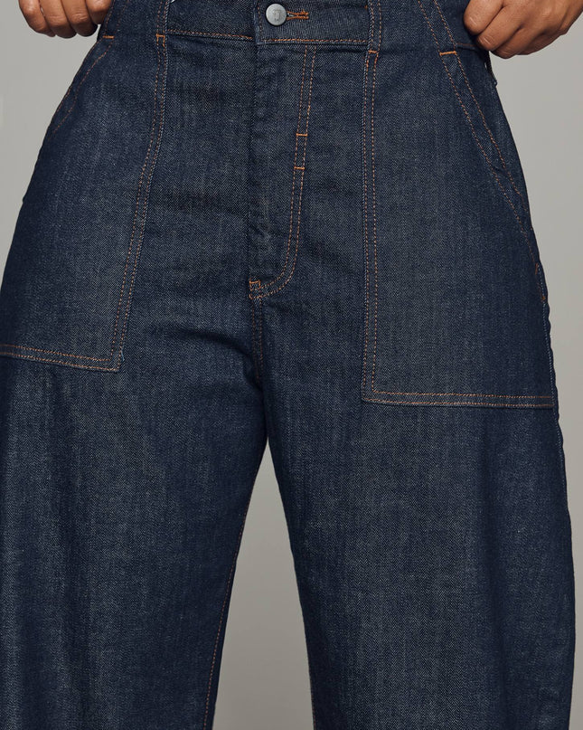 fp2-color:091|Pilcro Kayden Women's High-Rise Carpenter Barrel Jeans — Dark Denim — 10