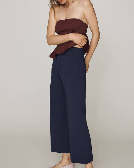 fp2-color:041|Maeve Colette Women's Knit High-Rise Wide-Leg Cropped Pants — Midnight Navy — 3
