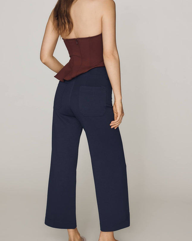 fp2-color:041|Maeve Colette Women's Knit High-Rise Wide-Leg Cropped Pants — Midnight Navy — 4